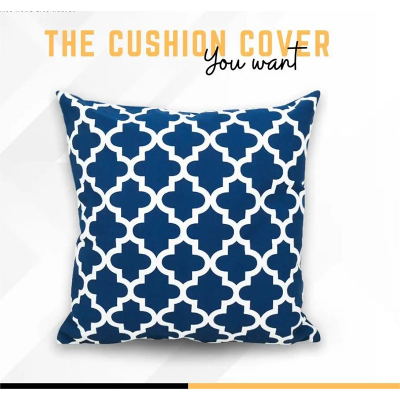 Picture of Cotton Cushion Cover Navy Blue & White 20″x20″ - Blue