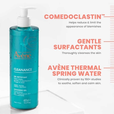 Picture of Avene Cleanance Cleansing Gel for Face And Body 400 Ml Gentle Non-comedogenic Daily Cleanser for Oily And Acne-prone Skin