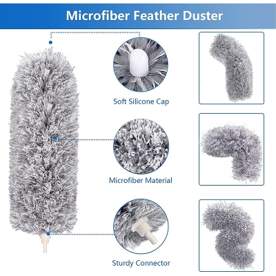 Picture of Fan Cleaning Flexible Mop for Home, Car, Kitchen, Office Extendable Duster - Grey