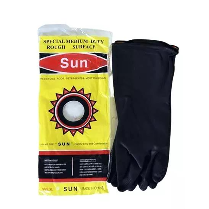 Picture of Rubber Safety Hand Gloves Kitchen & Multiple Use ( Black)- 1 Pair - Black