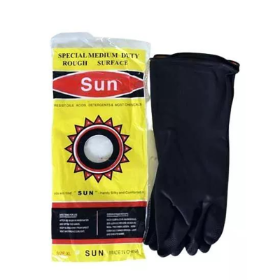 Picture of Rubber Safety Hand Gloves Kitchen & Multiple Use ( Black)- 1 Pair - Black