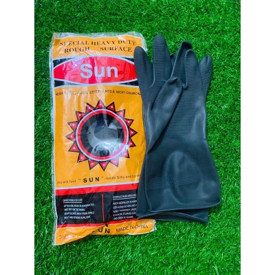 Picture of Rubber Safety Hand Gloves Kitchen & Multiple Use ( Black)- 1 Pair - Black