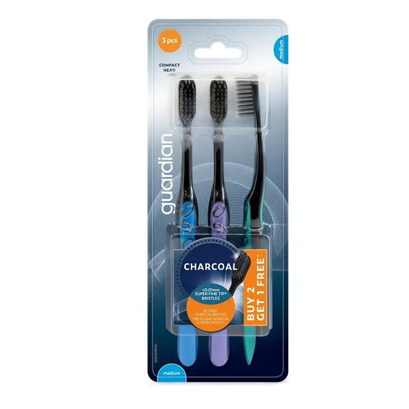 Picture of Guardian Charcoal Toothbrush Medium 3 Pcs Of pack
