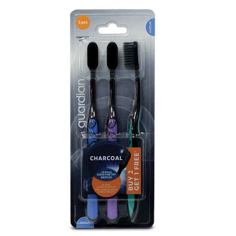 Picture of Guardian Charcoal Toothbrush Medium 3 Pcs Of pack