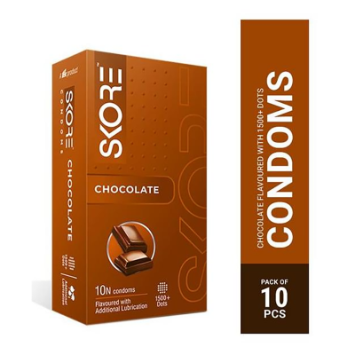Picture of Skore Chocolate Flavoured 1500+ Dots Condom 10 Pcs Pack - Chocolate