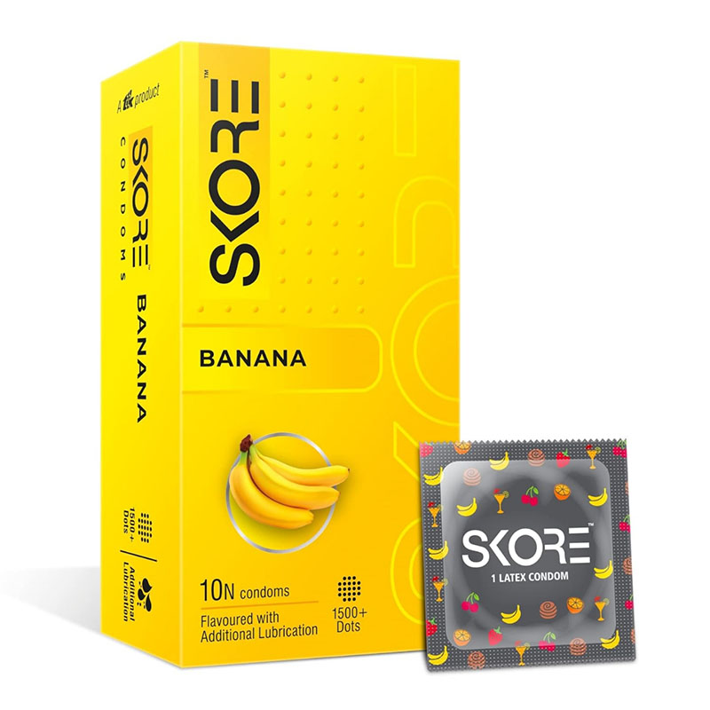 Picture of Skore Banana 1500+ Dots Condoms 10's Pack - Yellow