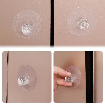 Picture of 4PCS Punch-free Crystal Drawer Handle Diamond Shape Self-Adhesive Acrylic Knobs Cabinet Wardrobe Furniture Pulls Hanger Hooks