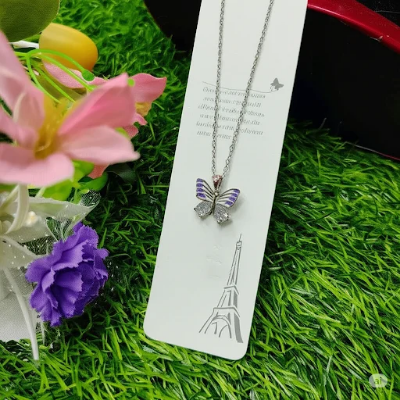 Picture of Fantasy Colorful Acrylic Butterfly Pendant Necklace  For Womens