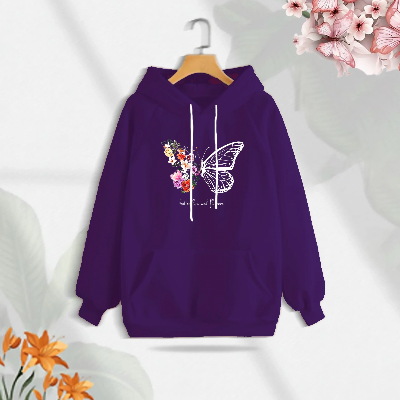 Picture of Premium Comfortable (Butterflies & Flowers) Ladies winter hoodie