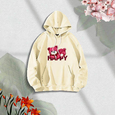 Picture of Premium Comfortable Stylish (Happy-Off white) Ladies winter hoodie
