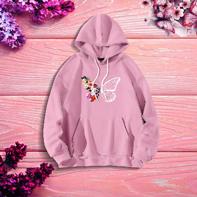 Picture of Premium Comfortable (Butterflies & Flowers) Ladies winter hoodie