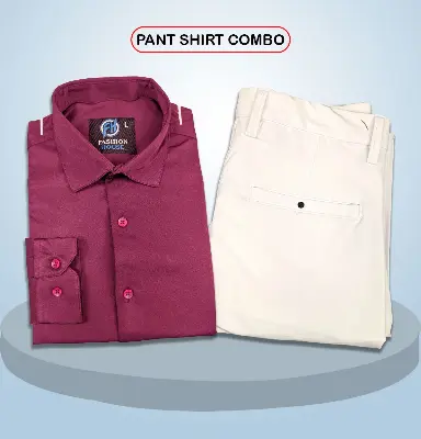 Picture of Premium Shirt & Pant Combo (Formal / Casual) (Maroon & White)