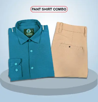 Picture of Premium Shirt & Pant Combo (Formal / Casual) (Ocean Blue & Khaki)