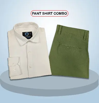 Picture of Premium Shirt & Pant Combo (Formal / Casual) (White & Olive)
