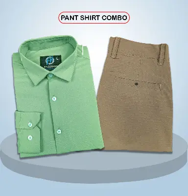 Picture of Premium Shirt & Pant Combo (Formal / Casual) Light Green & Deep Olive)