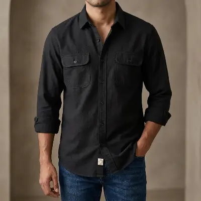 Picture of High Thickness Double Pocket Shirt.. ( Black)