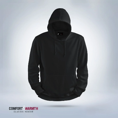 Picture of solid colour premium hoodie Black