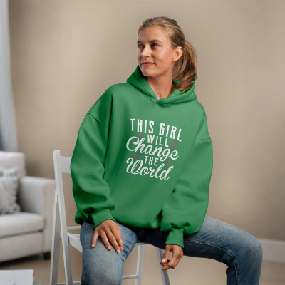 Picture of Premium Comfortable Printed Ladies winter hoodie (Green )
