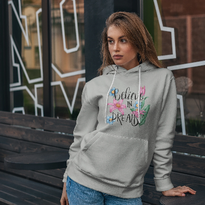 Picture of Premium Comfortable Printed Ladies Winter Hoodie ( Ash )