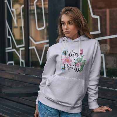 Picture of Premium Comfortable Printed Ladies Winter Hoodie ( Baby Pink)