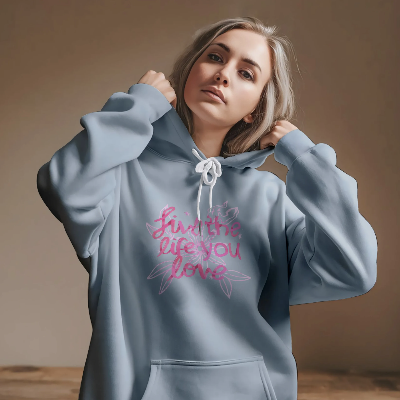 Picture of Premium Comfortable Printed Ladies Winter Hoodie ( Sky Blue )