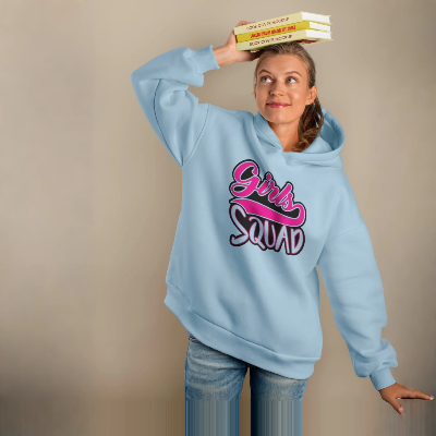 Picture of Premium Comfortable Printed Ladies Winter Hoodie ( Sky Blue )