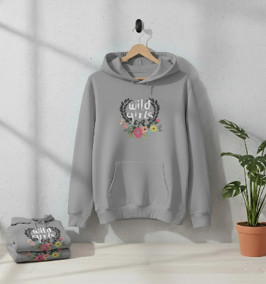 Picture of Premium Comfortable Printed Ladies Winter Hoodie ( Ash)