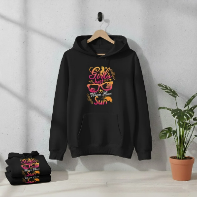 Picture of Premium Comfortable Printed Ladies Winter Hoodie ( Black)