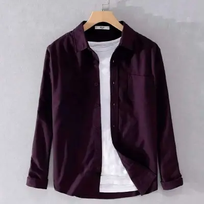 Picture of Men's Solid Colour Cotton Shirt (purple)