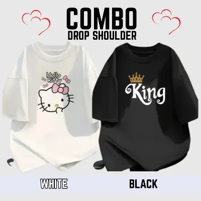 Picture of 2  Pcs Combo Lovely Drop shoulder T-shirt for Women