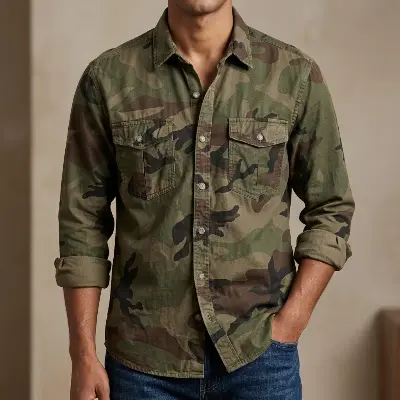 Picture of Full sleeves double pocket kemo printed Shirt
