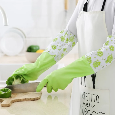 Picture of Rubber Cleaning Gloves Kitchen Dishwashing Gloves (Multi-Colors)