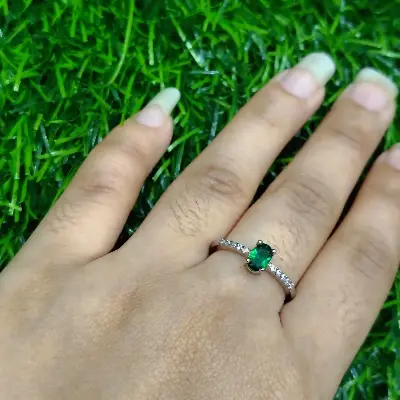 Picture of Sapphire Crystal Ring – Premium Silver Finish