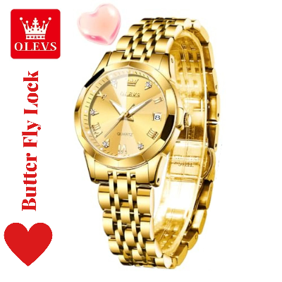 Picture of Butter Fly Lock OLEVS Watch for Women  (golden)