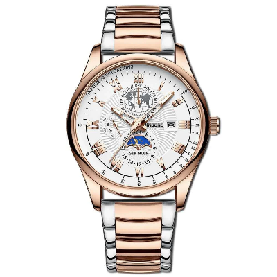 Picture of BINBOND B3982 New Style Silver Men Quartz Watch Authentic Stainless Steel Band  Date Display Dials Decoration Watch