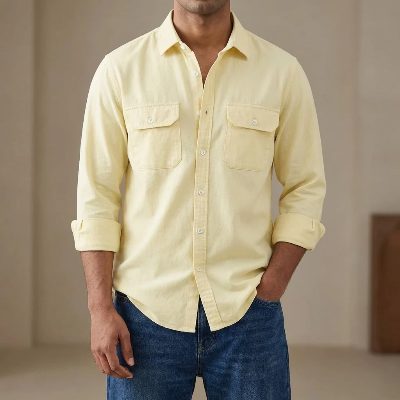 Picture of Full sleeves double pocket Shirt(Cream)