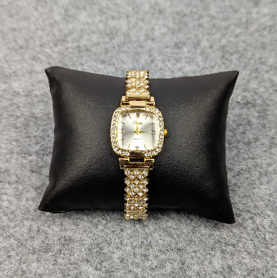 Picture of Luxury Golden Stone Studded Ladies Quartz Watch – Stylish & Elegant Design (Golden Dial)