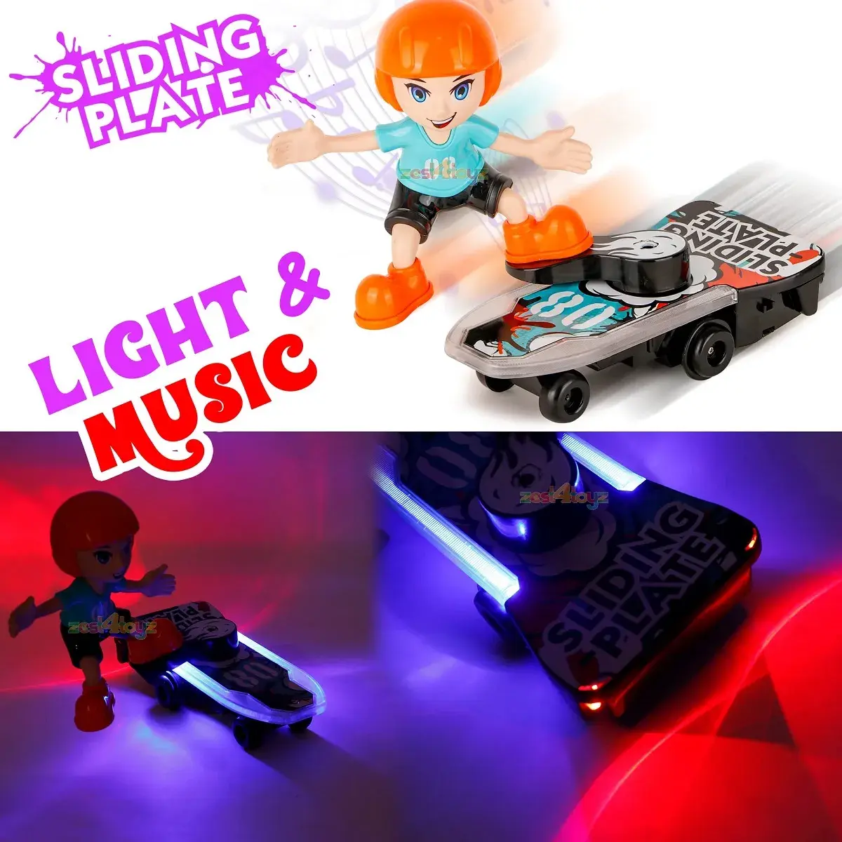 Picture of Sliding Plate -Electronic Stunt Skateboard Boy with Music & Light Effect (Multicolor)
