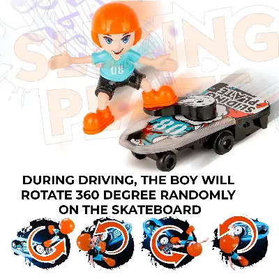 Picture of Sliding Plate -Electronic Stunt Skateboard Boy with Music & Light Effect (Multicolor)