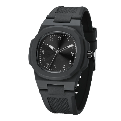Picture of Custom Logo Arabic Dial Square Quartz Wristwatch – Luminous, Waterproof, Silicone Strap