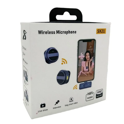 Picture of SX21-New 2-in-1 Wireless Lavalier Microphone – Dual Mic Setup for Crystal Clear Mobile Recording