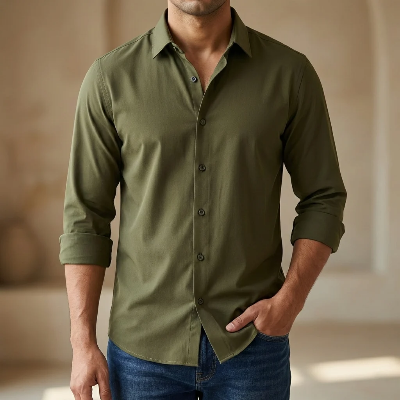 Picture of Premium China Micro Stig Shirt (Formal / Casual) (Olive)