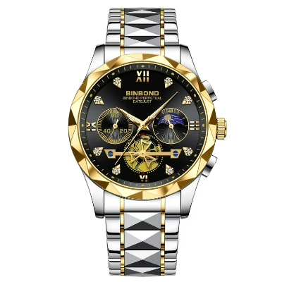 Picture of BINBOND B1236 Brand Fashion Tourbillon Dial Quartz Watches Men’s Luxury Stainless Steel + Free Chain cutter @ battery .