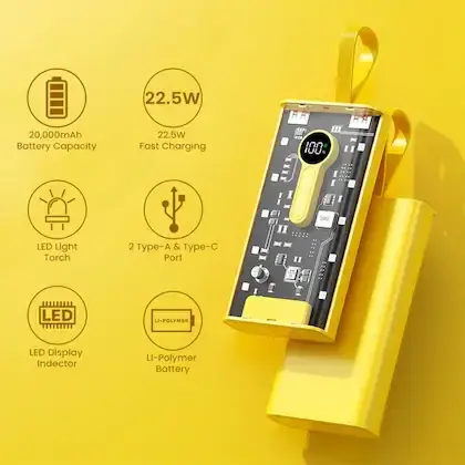 Picture of Transparent 66W High-Speed Power Bank – 20000mAh, PD 22W