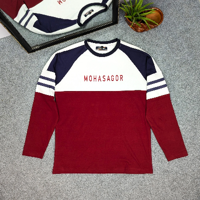 Picture of Men's Contrast Design T-Shirt- Maroon