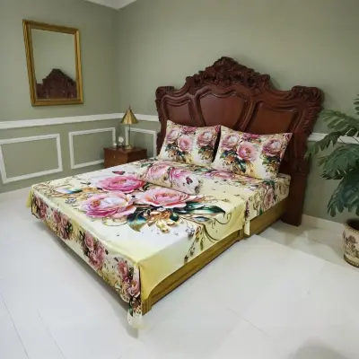 Picture of Water Proof China Premium 3D Design Bed Sheet King Size (7.8ft/6.8ft )