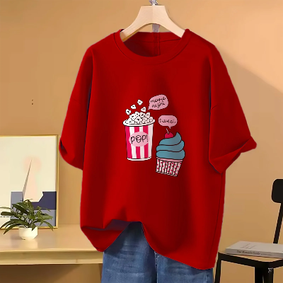 Picture of Drop shoulder T-shirt for Women (Red)