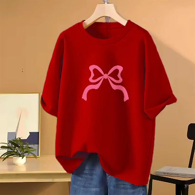 Picture of Drop shoulder T-shirt for Women (Red)