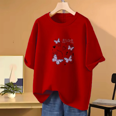 Picture of Drop shoulder T-shirt for Women (Red)