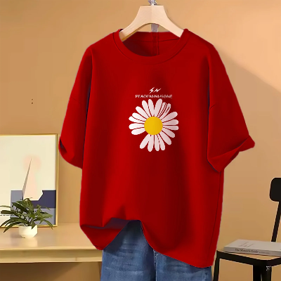 Picture of Drop shoulder T-shirt for Women (Red)